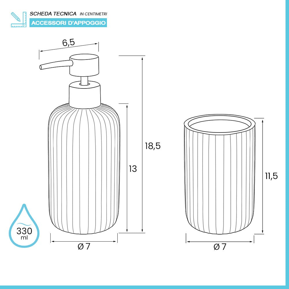 Set accessori bagno 2 pezzi in ceramica bianco soft touch Spring