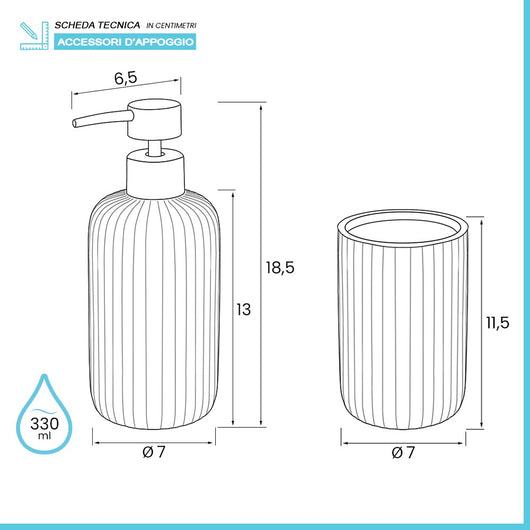 Set accessori bagno 2 pezzi in ceramica bianco soft touch Spring