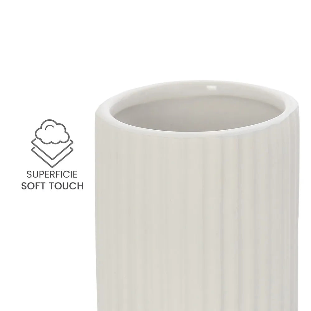 Set accessori bagno 2 pezzi in ceramica bianco soft touch Spring