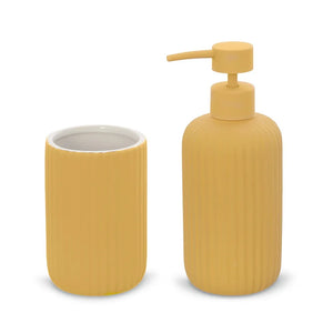 Set accessori bagno 2 pezzi in ceramica giallo soft touch Spring