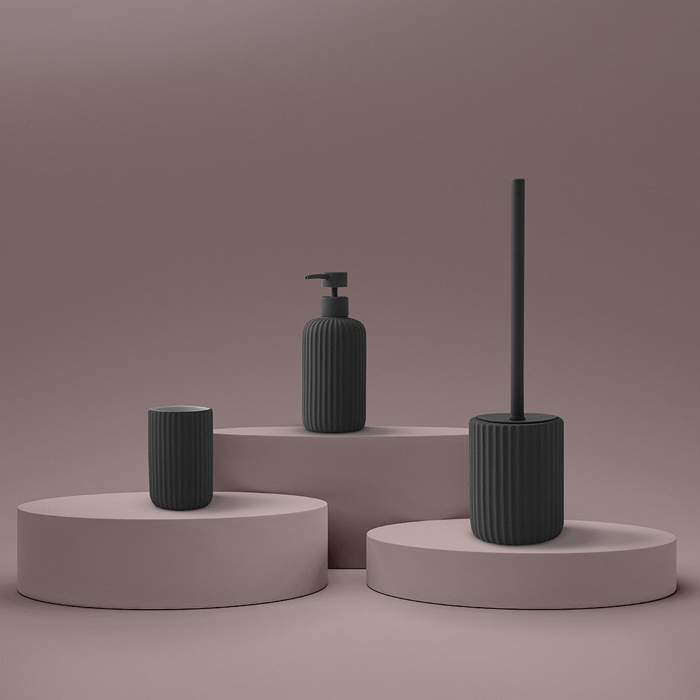 Set accessori bagno 2 pezzi in ceramica nero soft touch Spring