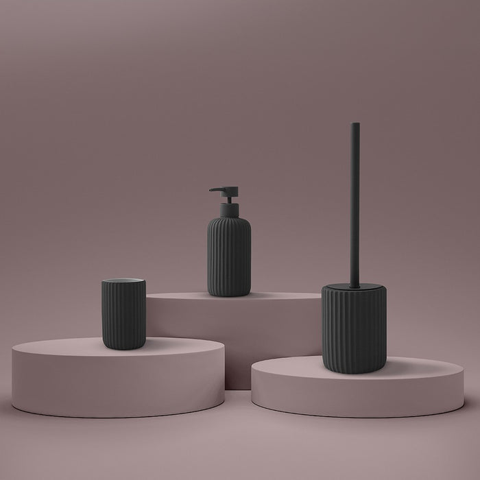 Set accessori bagno 2 pezzi in ceramica nero soft touch Spring