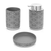 Set accessori bagno 3 pezzi da appoggio in ceramica grigio  Circus