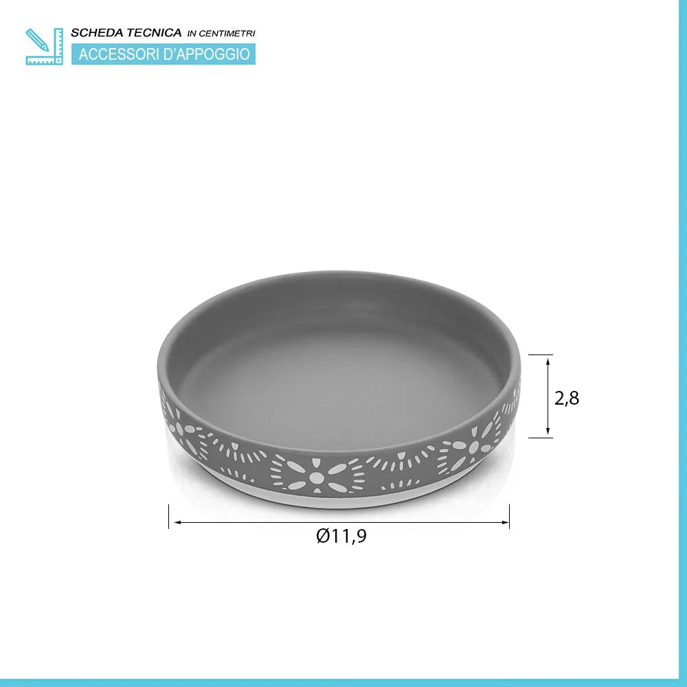 Set accessori bagno 3 pezzi da appoggio in ceramica grigio  Circus