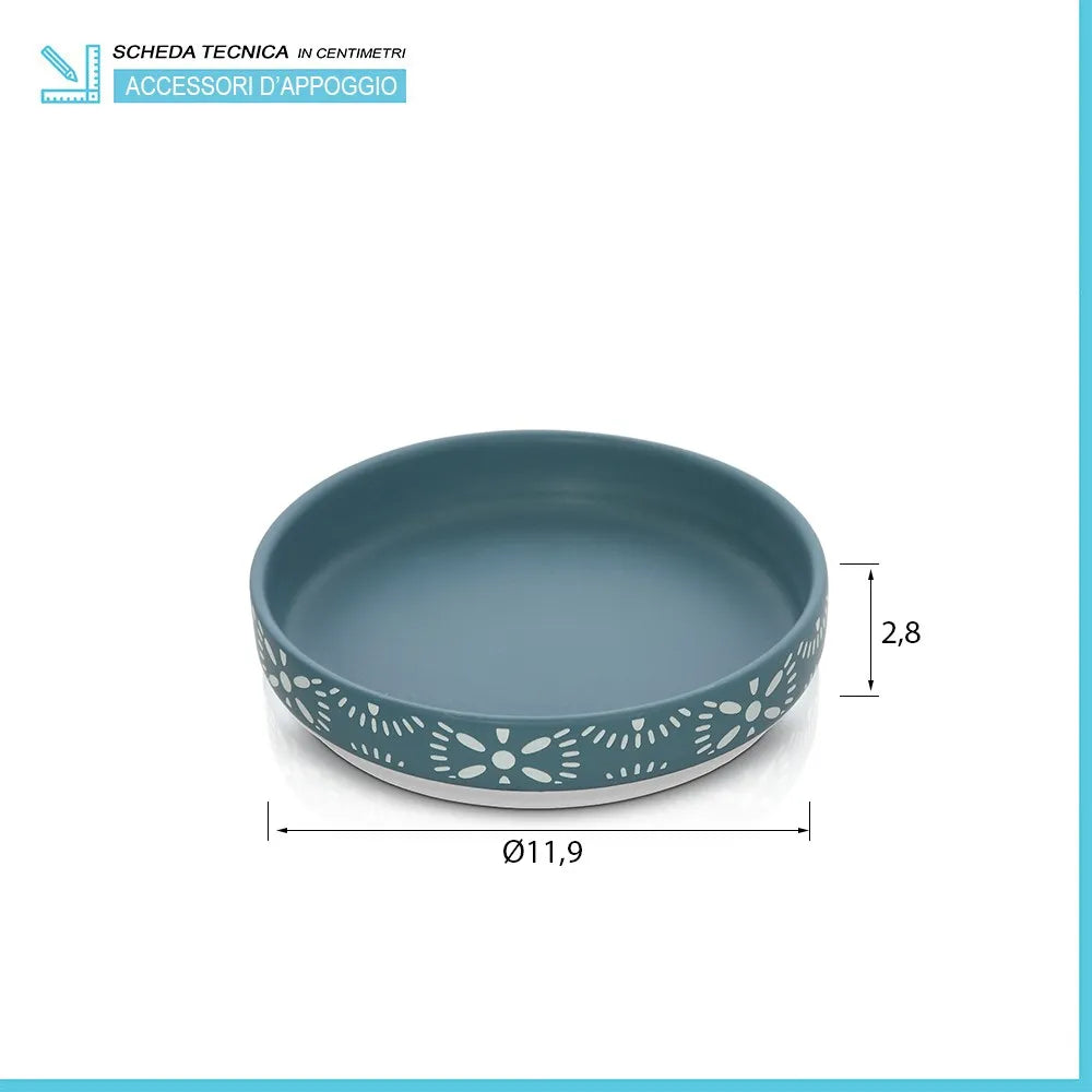 Set accessori bagno 3 pezzi da appoggio in ceramica turchese cobalto  Circus