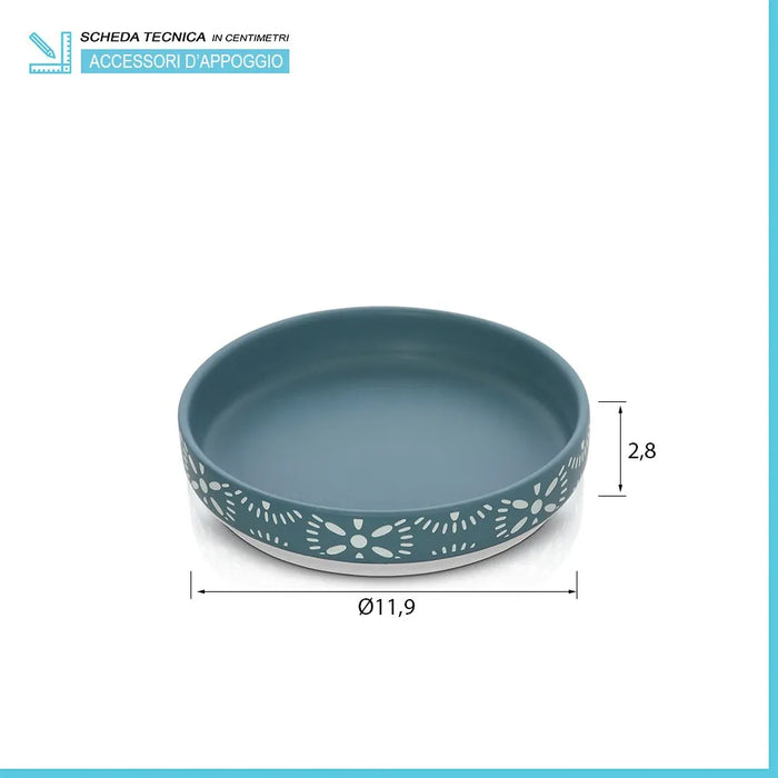 Set accessori bagno 3 pezzi da appoggio in ceramica turchese cobalto  Circus