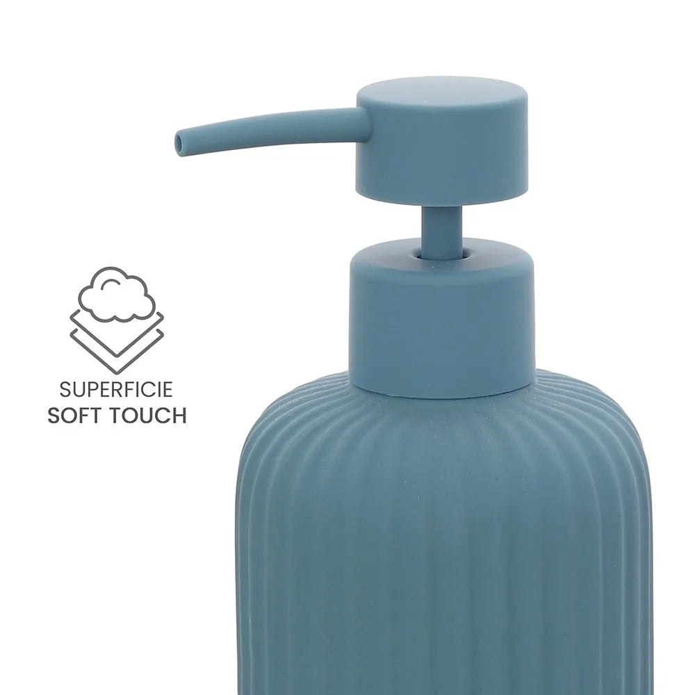 Set accessori bagno 3 pezzi in ceramica blu soft touch Spring