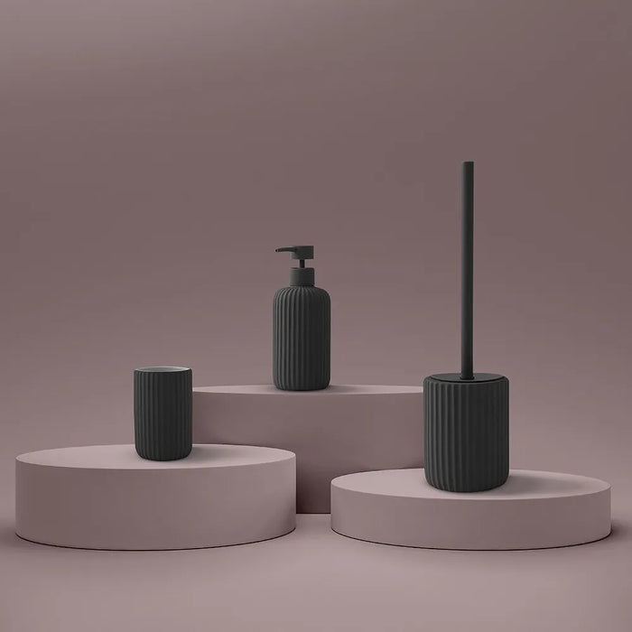 Set accessori bagno 3 pezzi in ceramica nero soft touch Spring