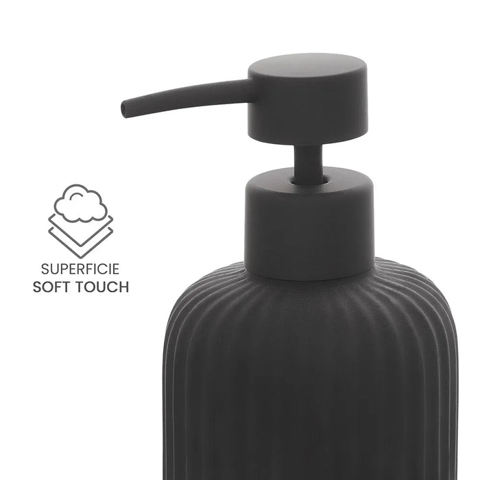 Set accessori bagno 3 pezzi in ceramica nero soft touch Spring