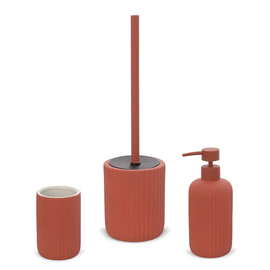Set accessori bagno 3 pezzi in ceramica rosso soft touch Spring