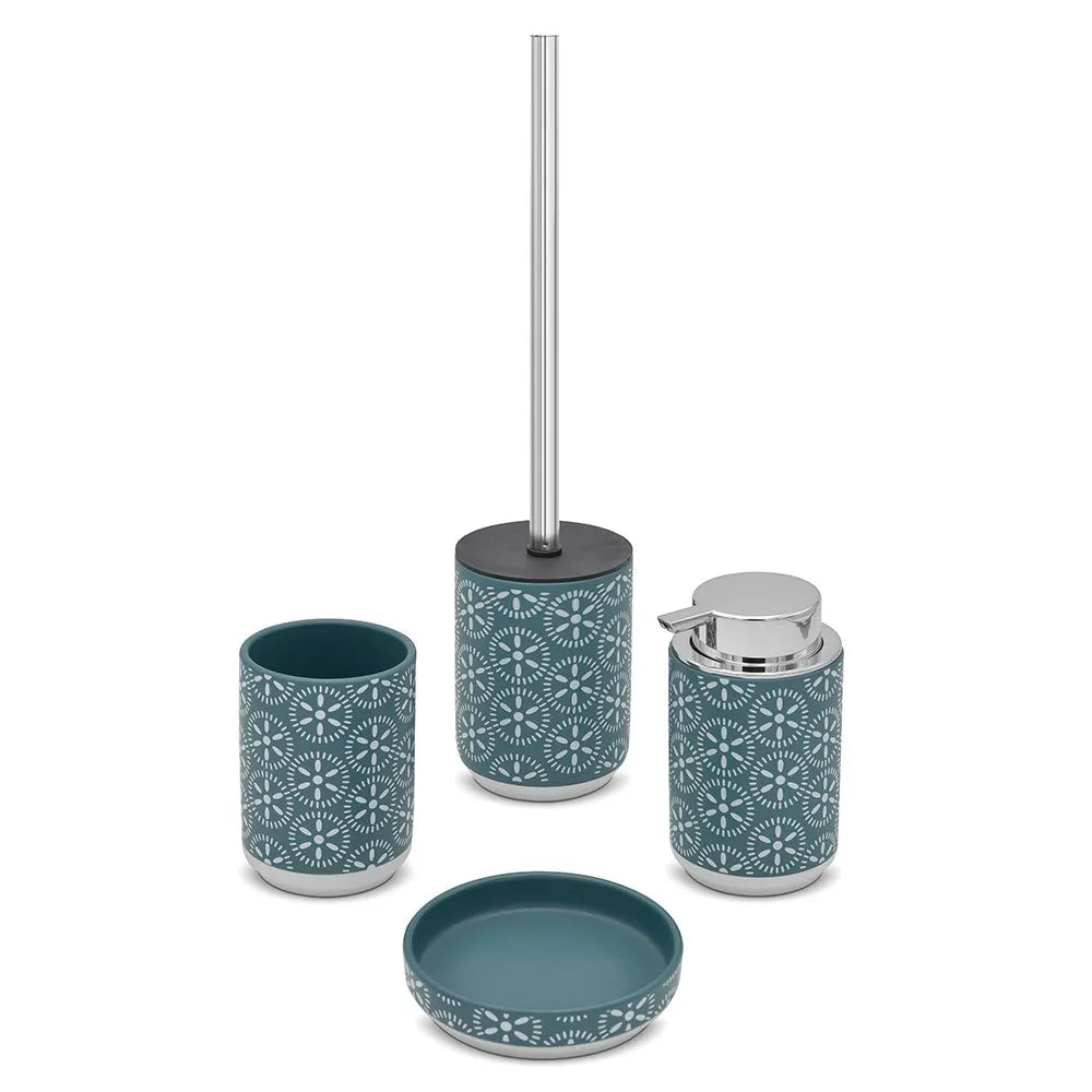 Set accessori bagno da appoggio 2 pezzi in ceramica turchese cobalto  Circus