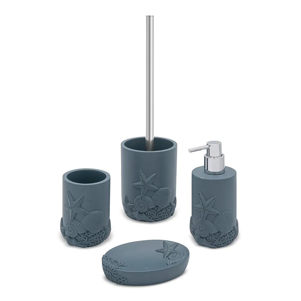 Set accessori bagno da appoggio 2 pezzi in resina turchese cobalto  Coral