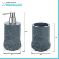 Set accessori bagno da appoggio 2 pezzi in resina turchese cobalto  Coral