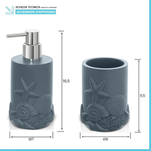 Set accessori bagno da appoggio 2 pezzi in resina turchese cobalto  Coral