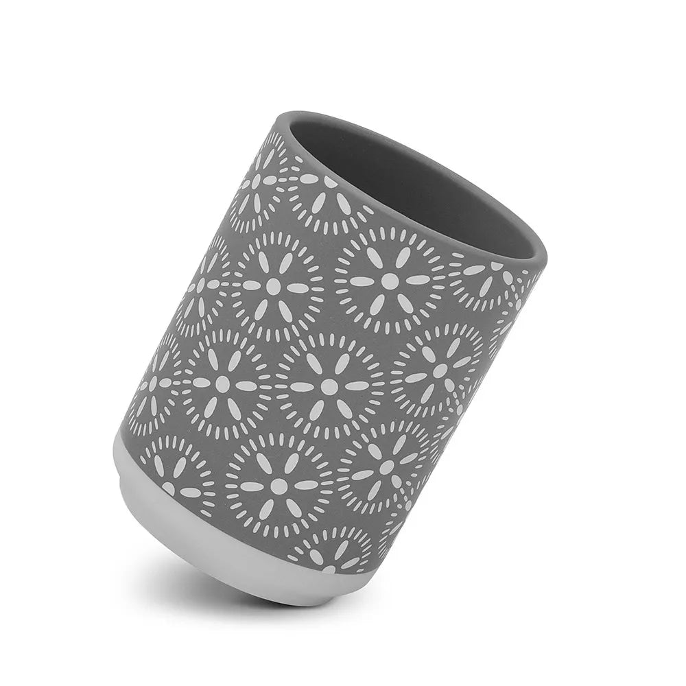 Set accessori bagno da appoggio 4 pezzi in ceramica grigio  Circus