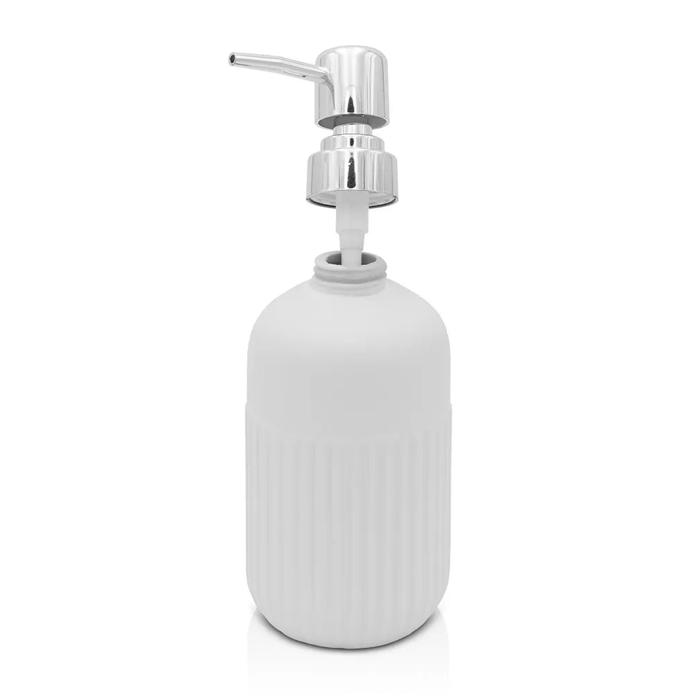 Set accessori bagno dispenser e portaspazzolini da appoggio bianco in ceramica Cup