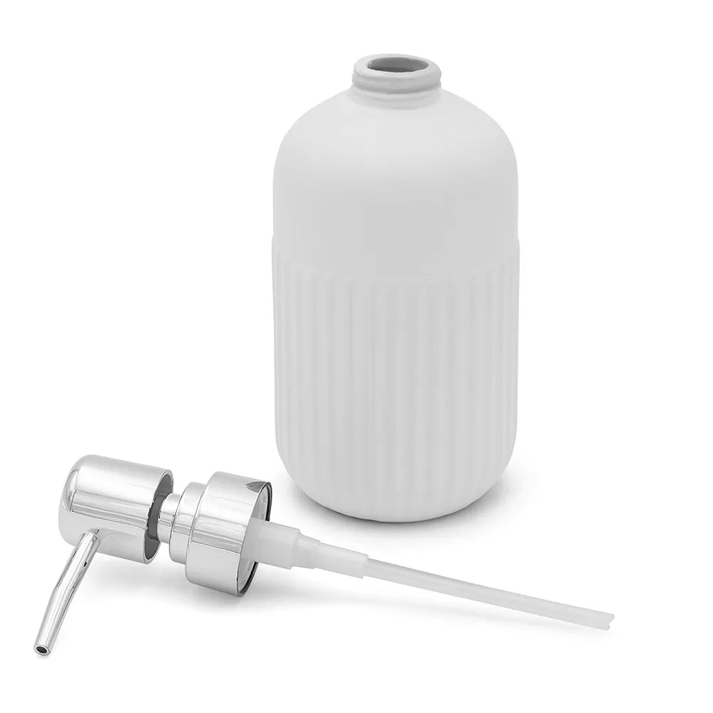 Set accessori bagno dispenser e portaspazzolini da appoggio bianco in ceramica Cup