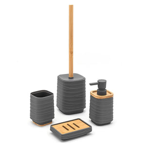 Set accessori bagno dispenser e portaspazzolini d'appoggio in abs grigio Wave