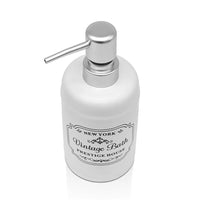 Set accessori bagno dispenser sapone e portaspazzolini in ceramica bianca vintage