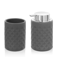 Set accessori bagno grigio da appoggio dispenser e portaspazzolini in ceramica Cristal