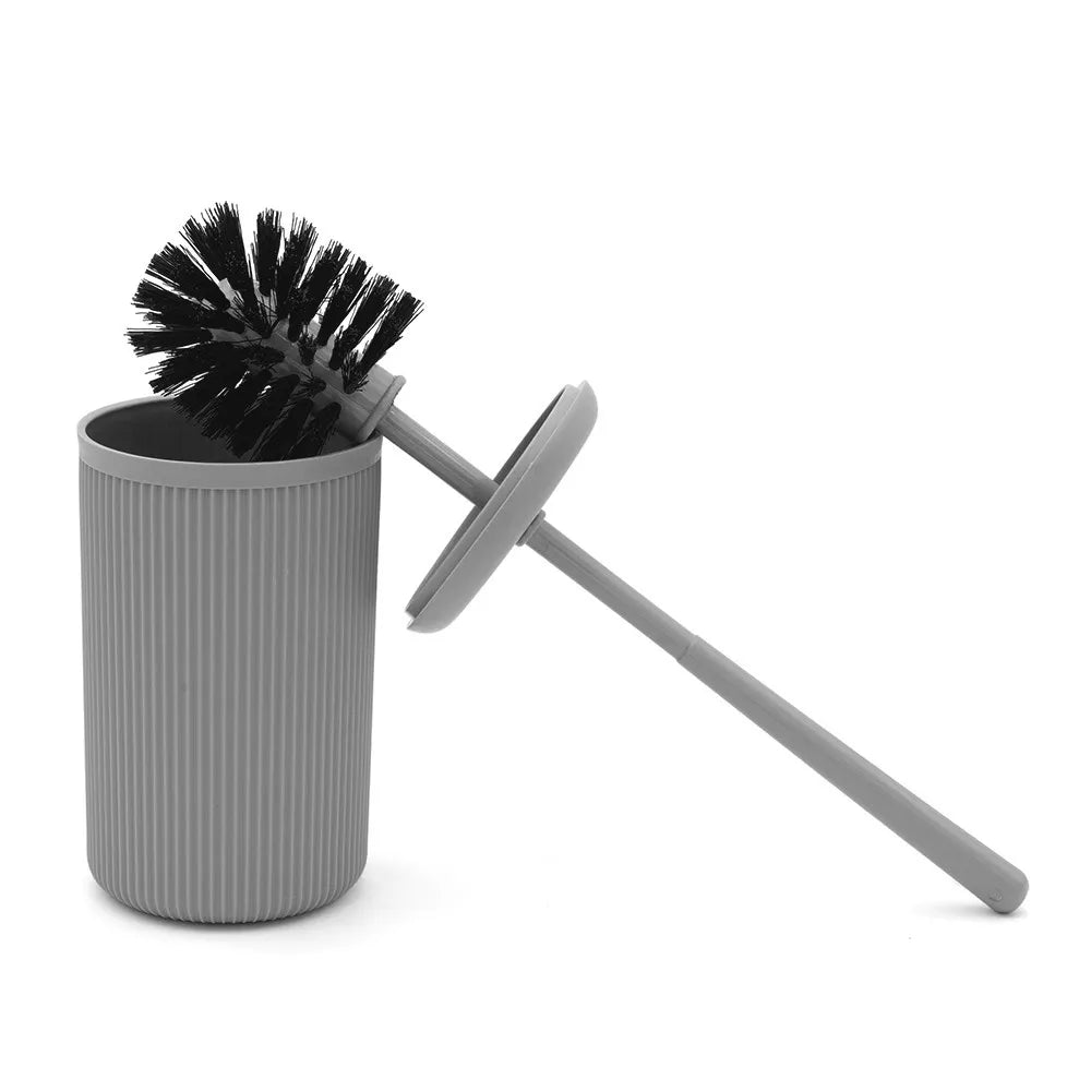 Set accessori bagno scopino e pattumiera grigio in plastica Ring