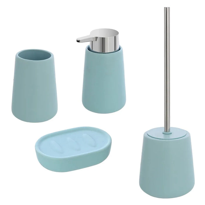 Set accessori bagno 4 pezzi in ceramica turchese pastello Sidney