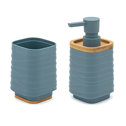 Set accessori dispenser e portaspazzolini d'appoggio in abs turchese cobalto Wave