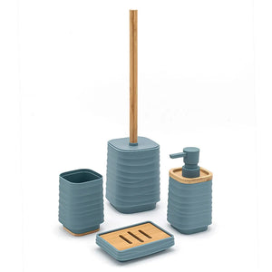 Set accessori dispenser e portaspazzolini d'appoggio in abs turchese cobalto Wave