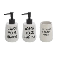 Set accessori linea Wash con 2 dispenser e bicchiere portaspazzolini bianco