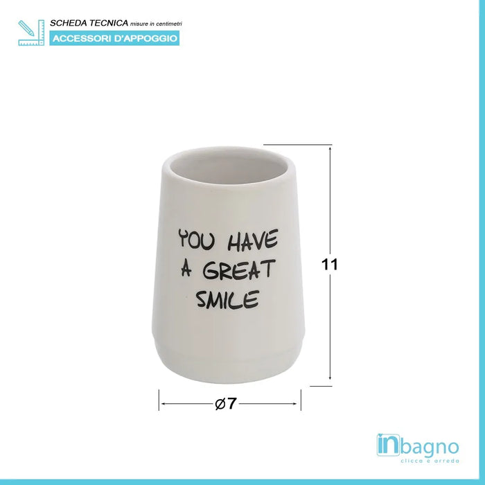 Set accessori linea Wash con 2 dispenser e bicchiere portaspazzolini bianco