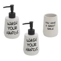 Set accessori linea Wash con 2 dispenser e bicchiere portaspazzolini bianco