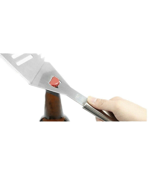 Set Accessori Utensili Barbecue Bbq Con Forchettone Pinza Spatola Apribottiglia         