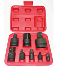 Set Adattatori Riduttori 8 Pz A Impatto Per Bussole Per Utensili Aria Chrome V         