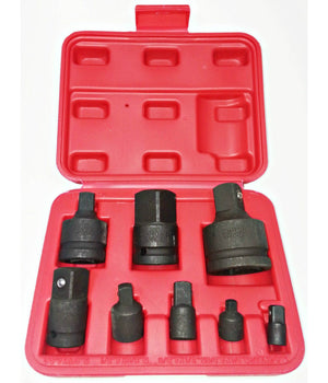 Set Adattatori Riduttori 8 Pz A Impatto Per Bussole Per Utensili Aria Chrome V         