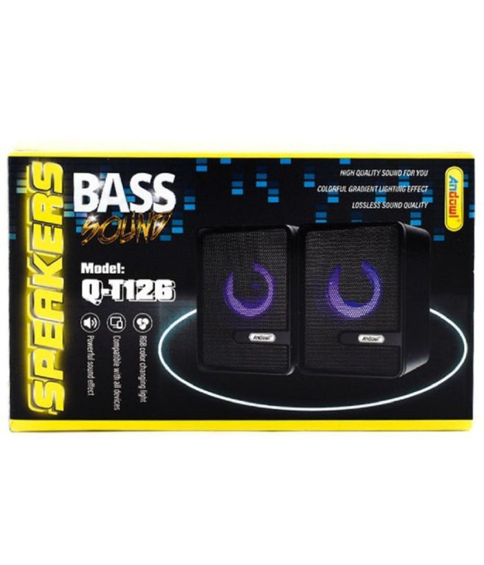 Set Altoparlanti Speaker Per Bassi Con Illuminazione A Colori Rgb Per Pc Q-t126         