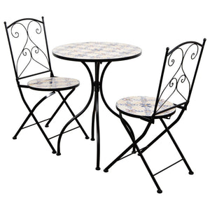 Set Amalfi Un Tavolo E Due Sedie Ferro Battuto E Mosaico