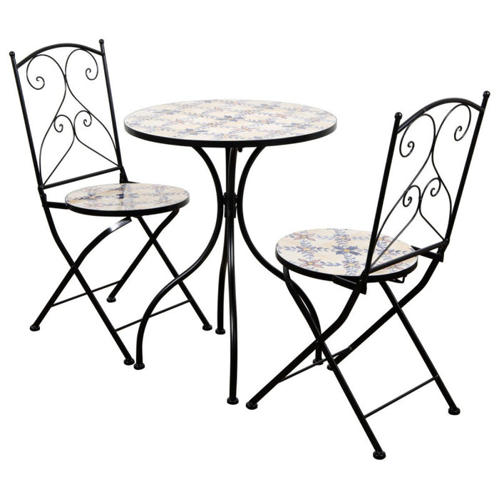 Set Amalfi Un Tavolo E Due Sedie Ferro Battuto E Mosaico