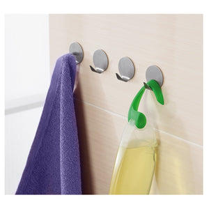 Set appendini adesivi tondi in acciaio satinato 4 pezzi