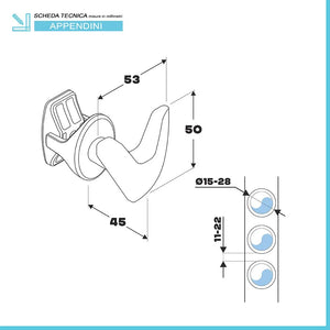 Set appendini doppi smart in ABS bianco per scaldasalviette e termoarredo