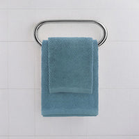Set asciugamani bagno blu per viso e ospite in cotone puro Spring