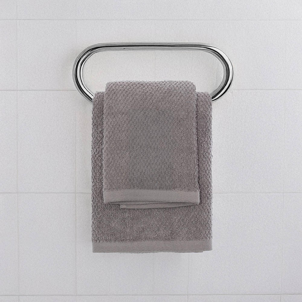 Set asciugamani bagno grigio per viso e ospite in cotone puro Spring