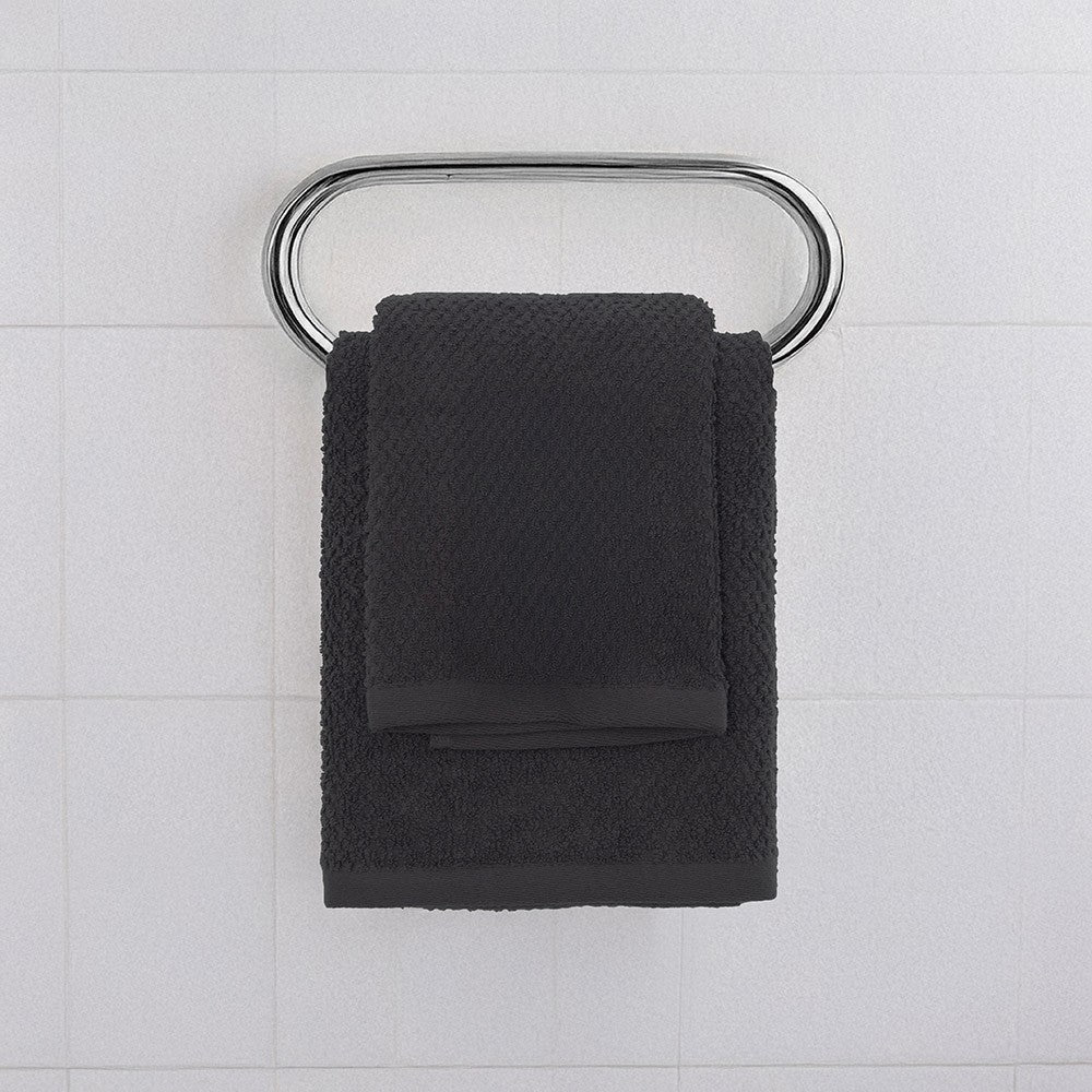 Set asciugamani bagno nero per viso e ospite in cotone puro Spring