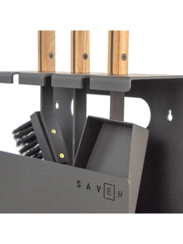 Set attrezzi per camino 3 pezzi in acciaio e legno - Set 1