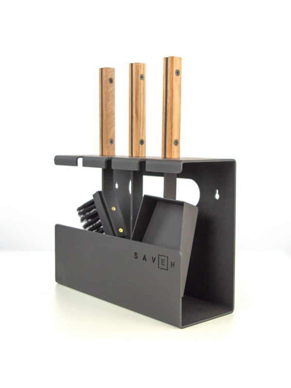 Set attrezzi per camino 3 pezzi in acciaio e legno - Set 1