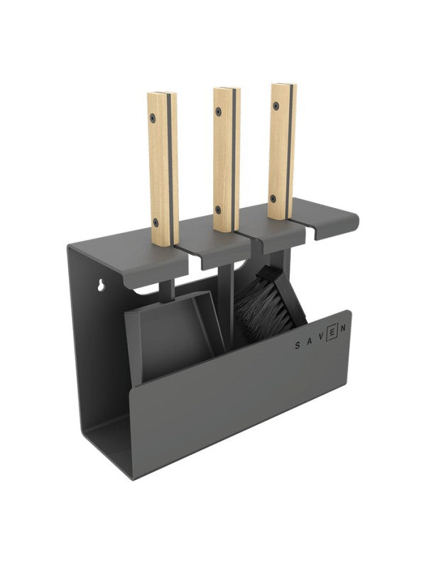 Set attrezzi per camino 3 pezzi in acciaio e legno - Set 1