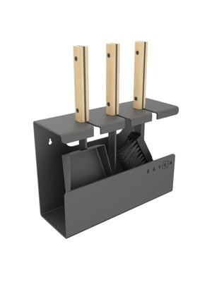 Set attrezzi per camino 3 pezzi in acciaio e legno - Set 1