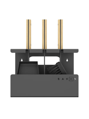 Set attrezzi per camino 3 pezzi in acciaio e legno - Set 1