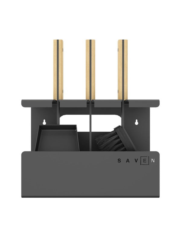 Set attrezzi per camino 3 pezzi in acciaio e legno - Set 1