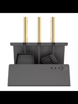 Set attrezzi per camino 3 pezzi in acciaio e legno - Set 2