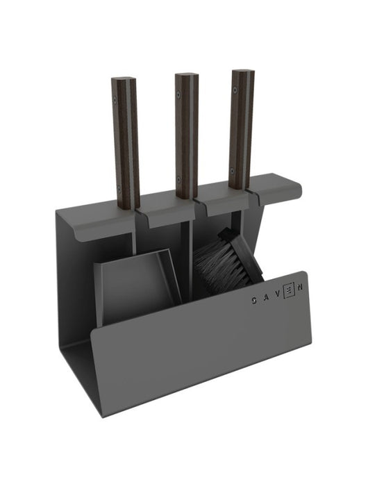Set attrezzi per camino 3 pezzi in acciaio e legno Nero - Set 2